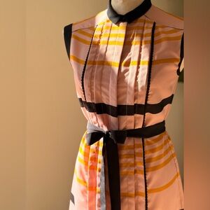 Jason Wu Pink and Orange Striped Dress with Black Details